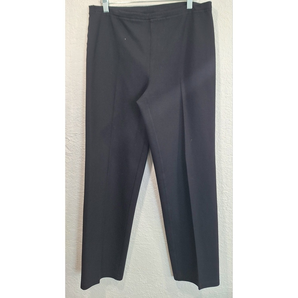Eileen Fisher Black Straight Leg Ponte Knit Pull On Trousers Pants Womens Size S